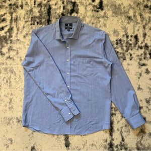 Wool & Prince Mens XL Blue Chambray 100% Wool Button Down Travel Shirt Casual